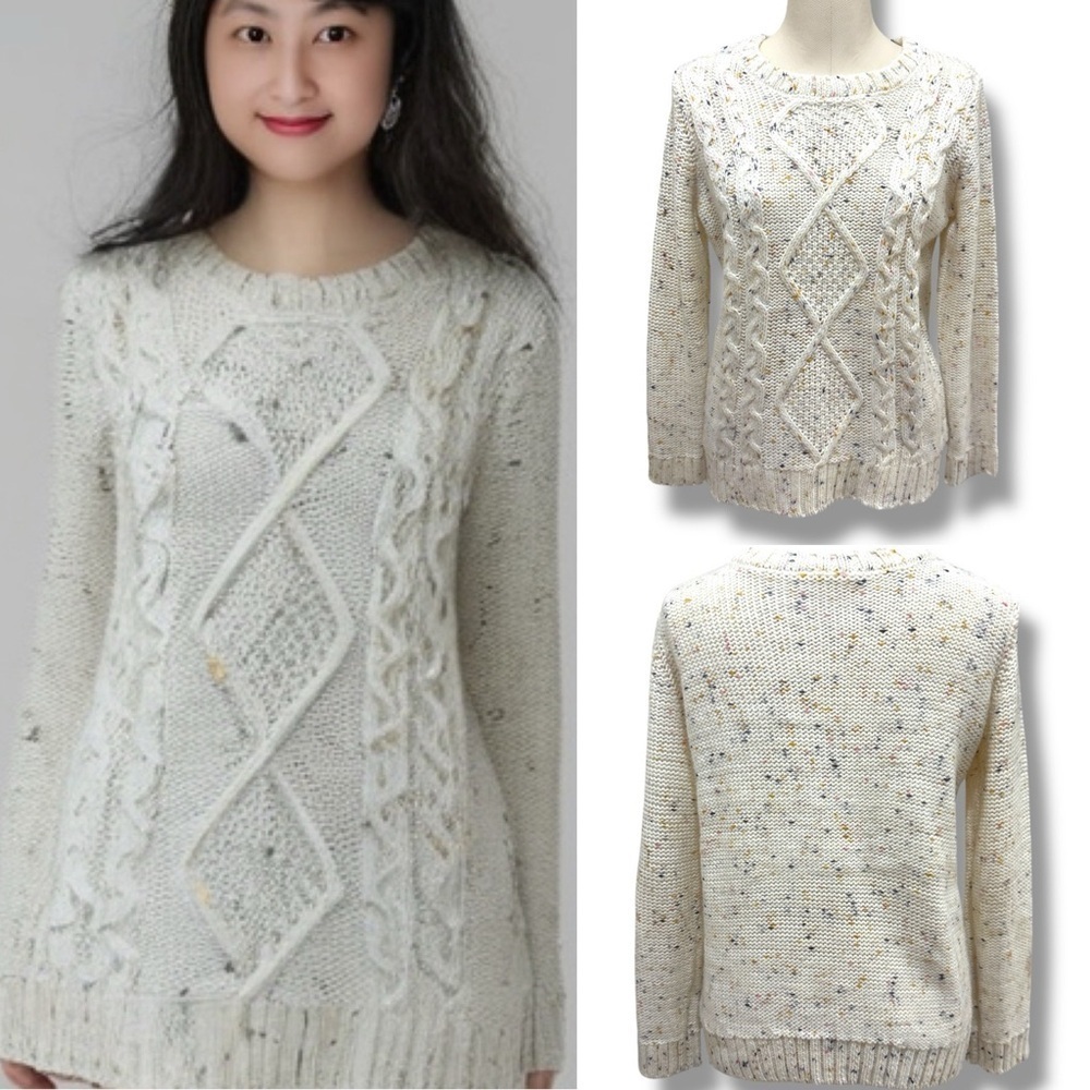 158 OshKosh B'gosh|Youth Cream Crew Neck Sweater with Cable Knit Design (14age)